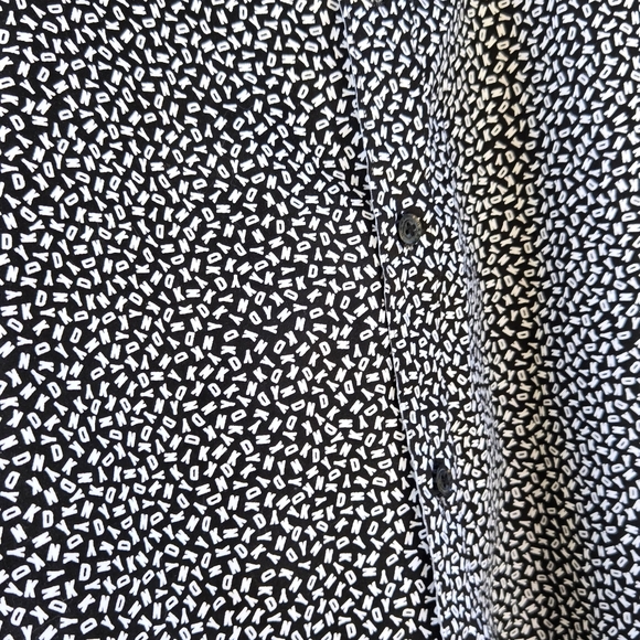 DKNY Black White Pattern Logo Button Down Shirt - Picture 4 of 8